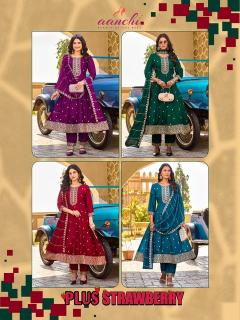 Aanchi plus strawberry 3pcs kurtis wholesale shop in pune - wholesale export